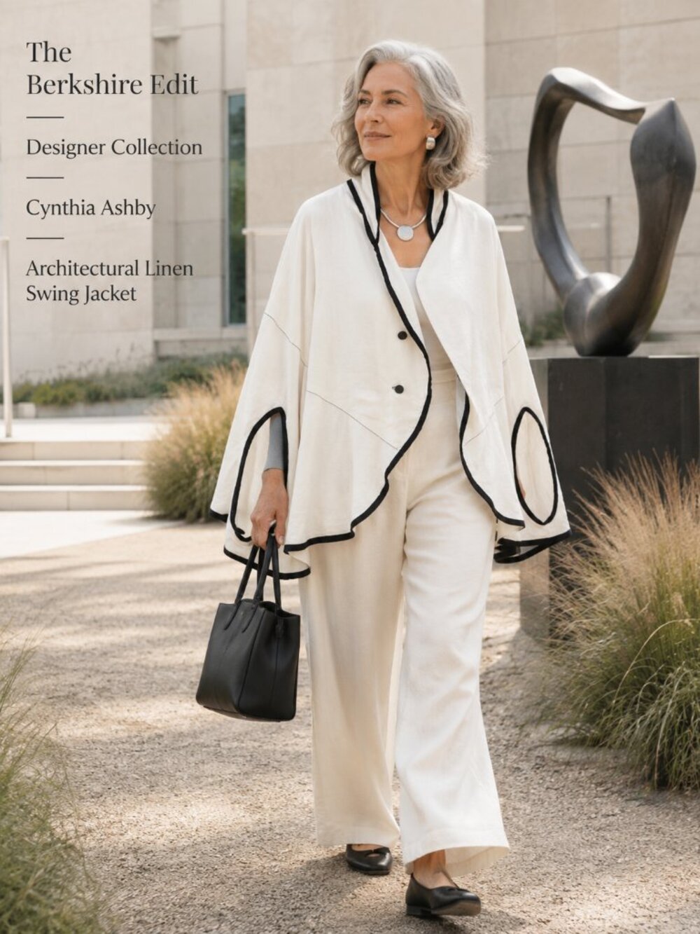 Cynthia Ashby 100% Linen Swing Jacket Avant Garde Art Wear USA OS White